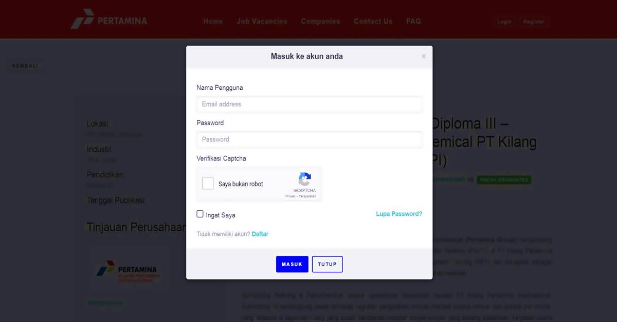 Link Untuk Melamar Kerja di PT Pertamina