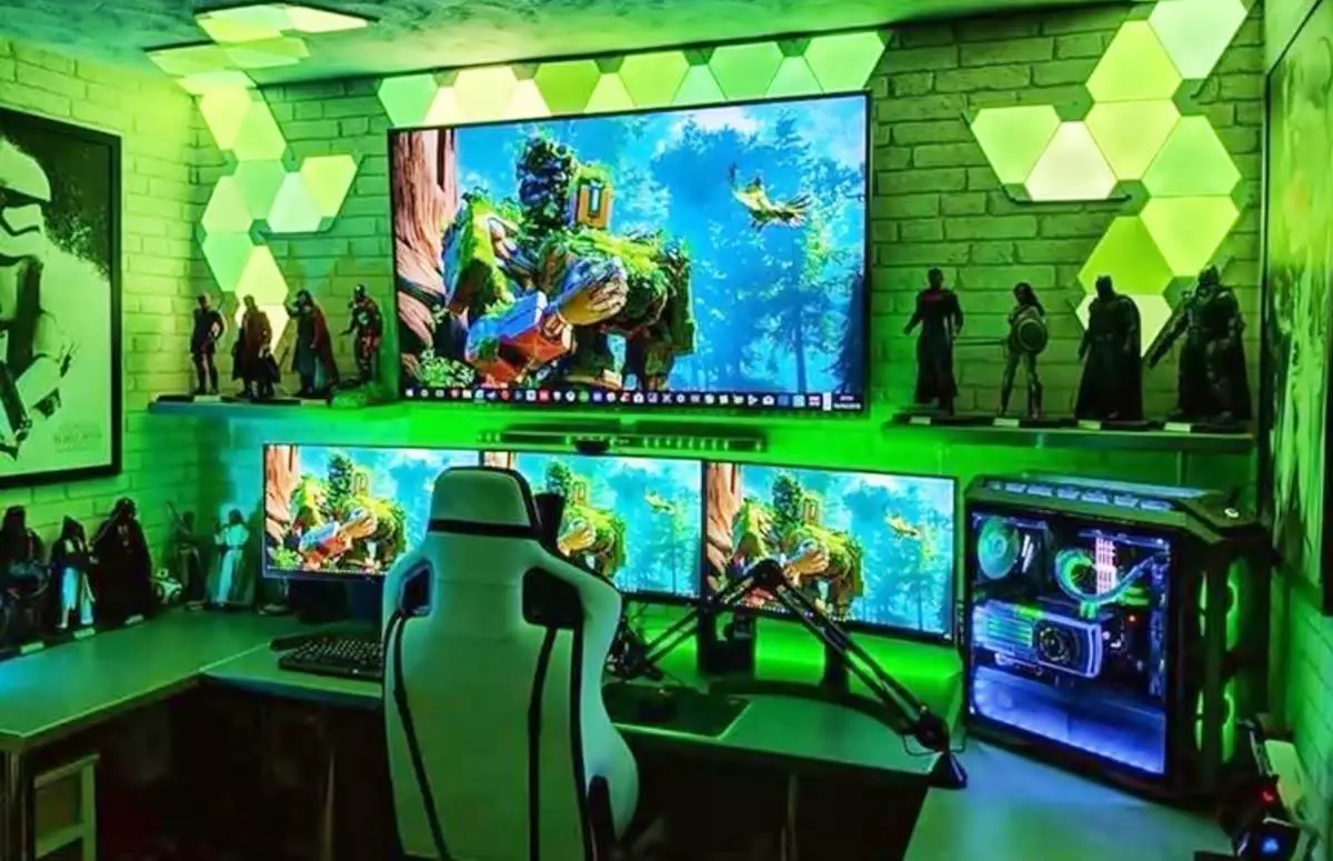 Gaming room bertemakan nuansa hijau