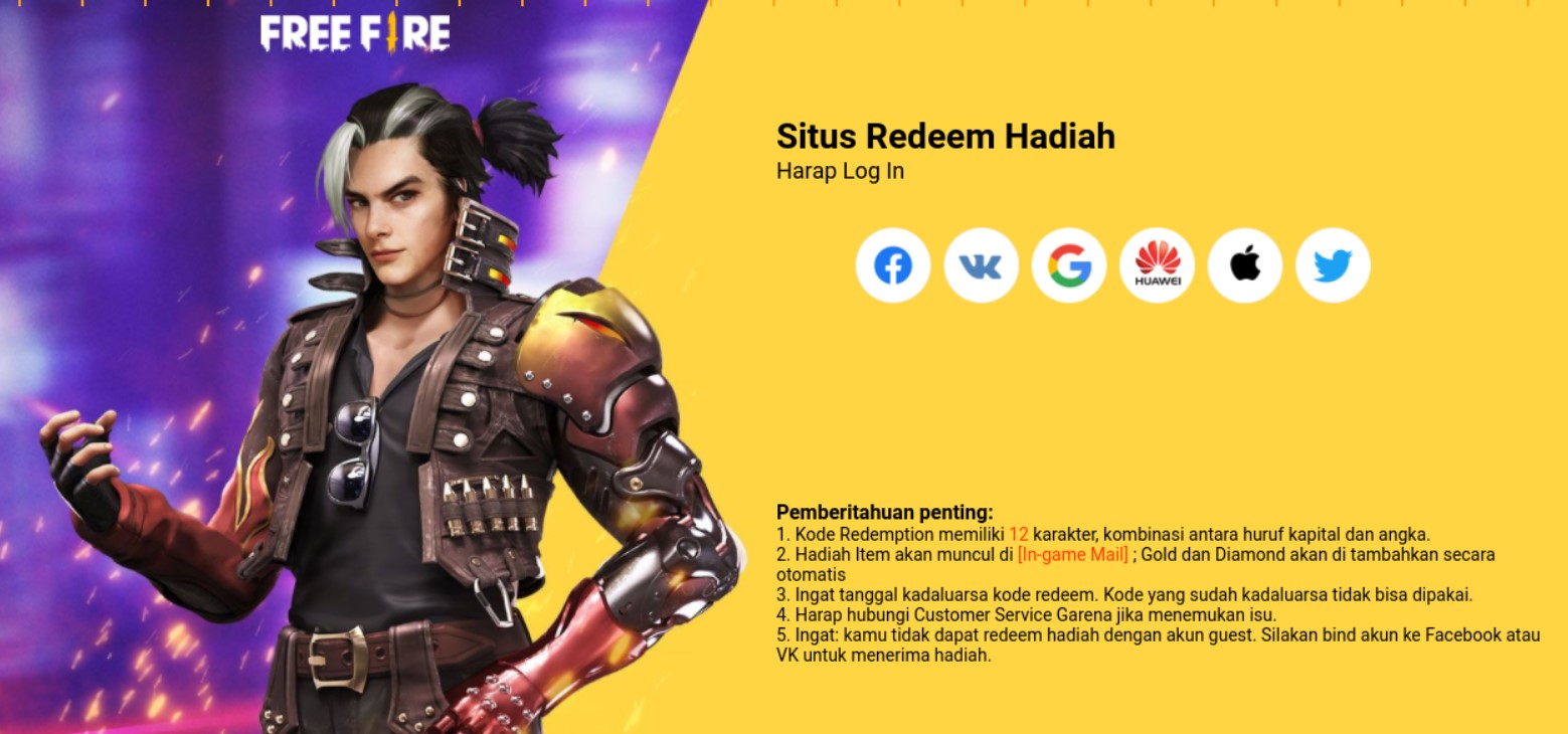 Kode Redeem FF 6 November 2021