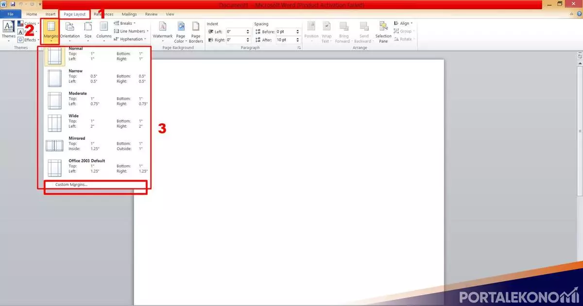 Cara Mengatur Margin 4433 di Microsoft Word