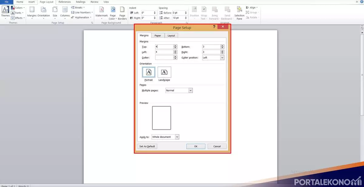 Cara Mengatur Margin 4433 di Microsoft Word